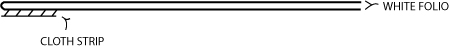 Figure 18: Preparing the endpaper by adhering a strip of cloth to a plain paper folio.