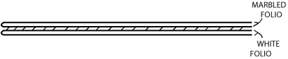 Figure 13: Preparing the endpaper by adhering a plain folio to a marbled paper folio.