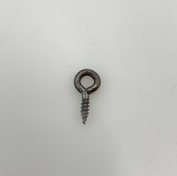 A metal eye hook screw.