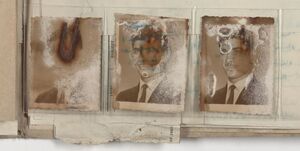 Water damaged photographs removed from paper clip (Student Folders with Photographs, Baghdadi Jewish Schools, 1961–71, Iraqi Jewish Archive #3755).