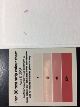 Iron gall ink test strips color chart.