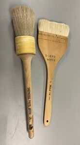 Examples of brushes for surface cleaning of paper. Photo courtesy of Valinda Carroll. 2025.