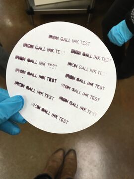 Iron gall ink indicator paper.